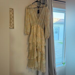 Maje Yellow Ruffled Dress